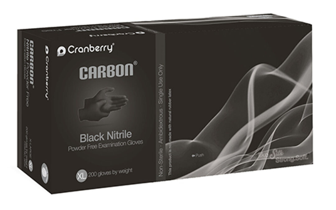 Cranberry Carbon Nitrile PF Exam Gloves, Black Large 200/bx