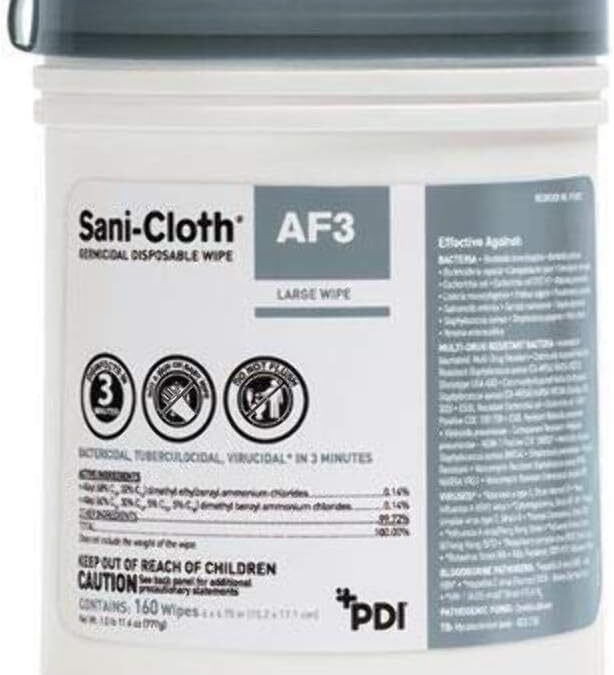 Sani-Cloth AF3 Germicidal Disposable Wipes, 160 Wipes/Can (12 Canisters)